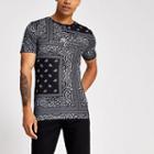 River Island Mens Bandana Print Muscle Fit T-shirt