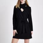 River Island Womens Wrap Neck Long Sleeve Swing Dress