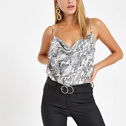 River Island Womens Snake Print Cowl Neck Cami Top