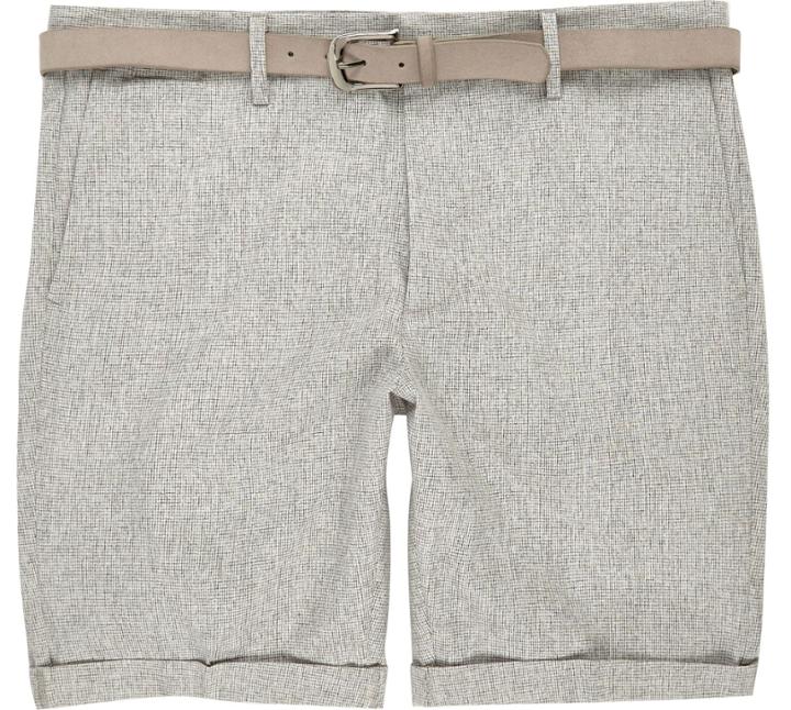 River Island Mensgreen Weave Slim Shorts
