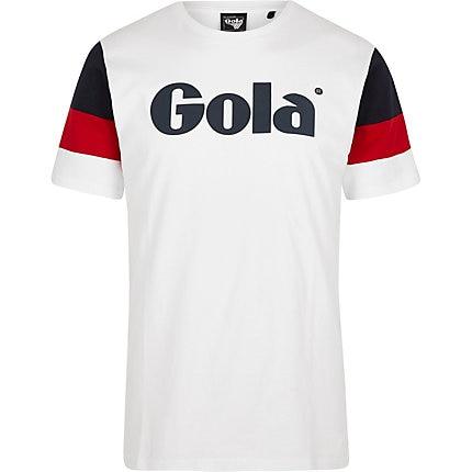 River Island Mens Gola White Color Block Sleeve T-shirt