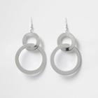 River Island Womens Silver Tone Double Circle Dangle Earrings