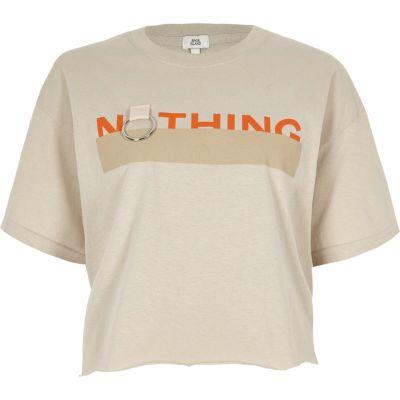 River Island Womens Petite 'nothing' Print Cropped T-shirt