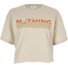 River Island Womens Petite 'nothing' Print Cropped T-shirt
