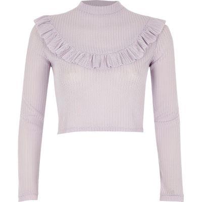 River Island Womens Frill Bib Turtle Neck Crop Top