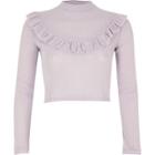 River Island Womens Frill Bib Turtle Neck Crop Top