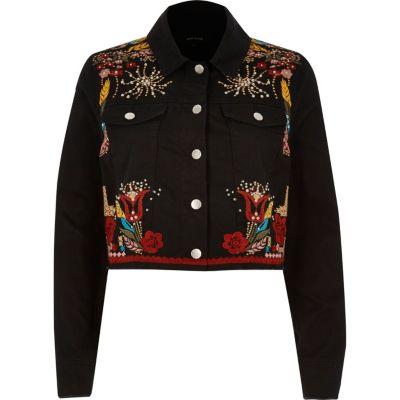 River Island Womens Embellished Festival Cropped Jacket