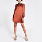River Island Womens Button Shoulder Satin Swing Dress