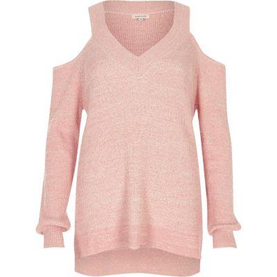 River Island Womens Cold Shoulder Lurex Sweater