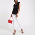 River Island Womens Polka Dot V Neck Wrap Top