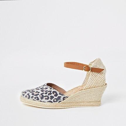 River Island Womens Ravel Leopard Print Espadrille Wedges
