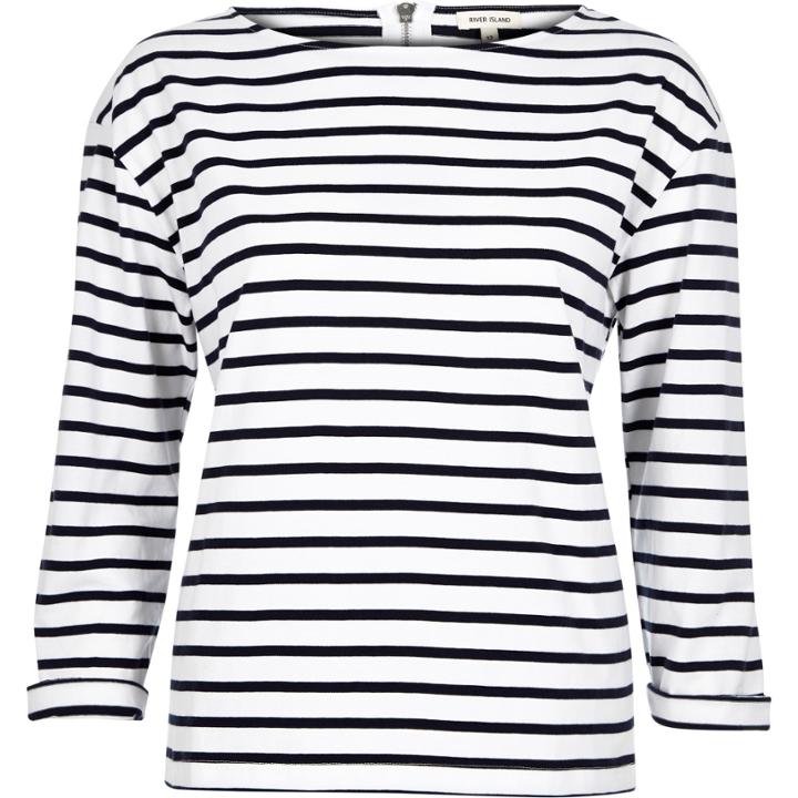 River Island Womens White Breton Stripe Top