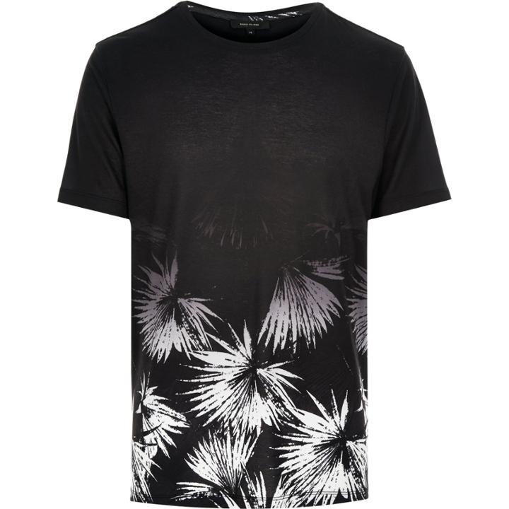 River Island Mensblack Palm Leaf Print T-shirt