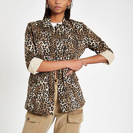 River Island Womens Leopard Print Army Jacket
