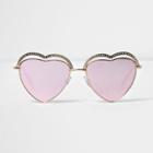 River Island Womens Gold Tone Heart Lens Sunglasses
