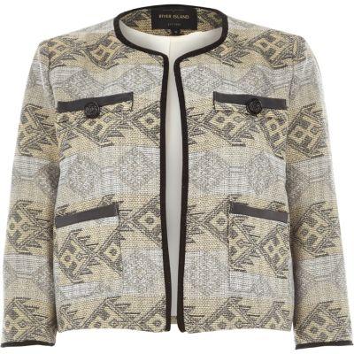 River Island Womens Silver Metallic Jacquard Boxy Jacket