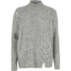 River Island Womens Mixed Cable Knit High Neck Jumper
