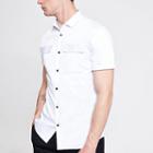 River Island Mens White Muscle Fit Utility Shirt