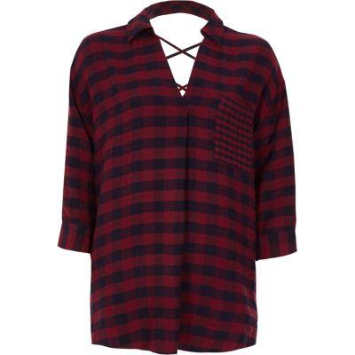 River Island Womens Check Print Cross Back Blouse