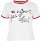 River Island Womens Petite White 'give A Chic' Ringer T-shirt
