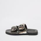 River Island Womens Silver Tone Embellished Flat Slider