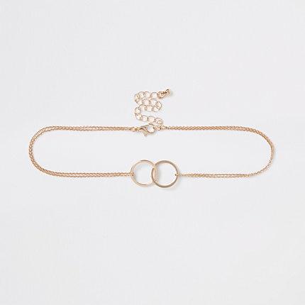 River Island Womens Gold Color Chain Interlink Circle Choker