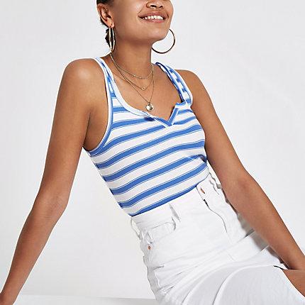 River Island Womens Stripe Notch Front Tank
