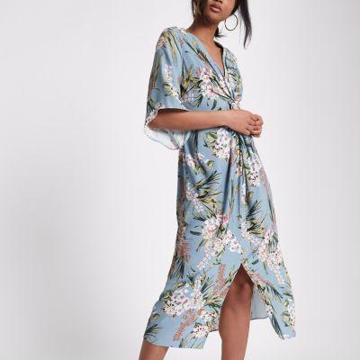 River Island Womens Floral Print Twist Front Dress