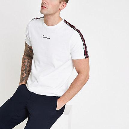 River Island Mens White 'prolific' Taped T-shirt