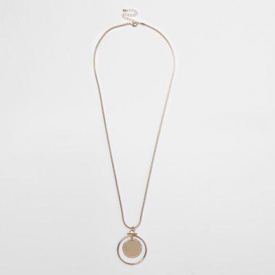 River Island Womens Gold Long Circle Necklace