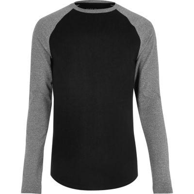 River Island Mens Raglan Muscle Fit Long Sleeve T-shirt