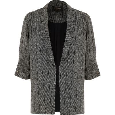 River Island Womens Pinstripe Ruched Sleeve Blazer