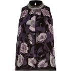 River Island Womens Floral Embellished Neck Swing Top