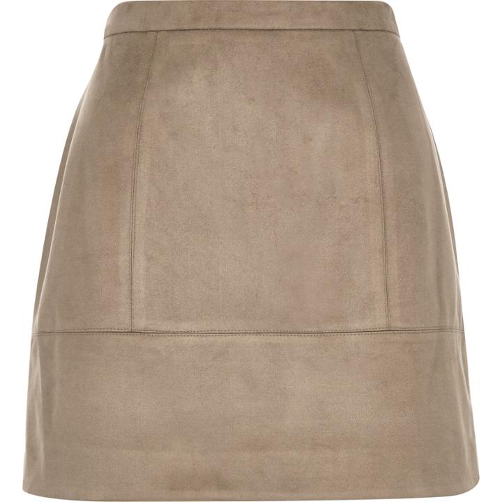 River Island Womens Faux-suede A-line Skirt