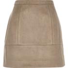 River Island Womens Faux-suede A-line Skirt