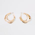 River Island Womens Gold Colour Layered Twist Hoop Earrings