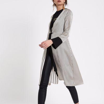 River Island Womens Satin Stripe Twist Front Kimono