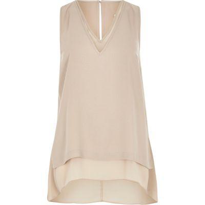 River Island Womens Chiffon Double Layer Hanky Hem Tank
