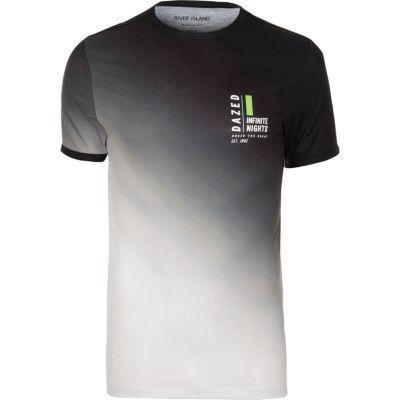River Island Mens White And Fade Print Muscle Fit T-shirt