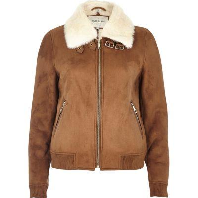 River Island Womens Faux Fur Lined Bomber Jacket