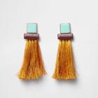 River Island Womens Tassel Square Dangle Earrings
