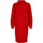 River Island Womens Cable Knit Roll Neck Jumper Midi Dress