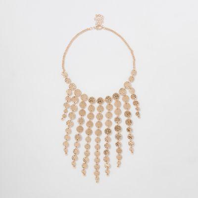 River Island Womens Gold Tone Coin Cascade Necklace