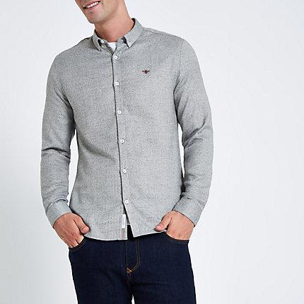 River Island Mens Herringbone Wasp Button Up Shirt