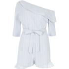 River Island Womens Stripe Frill One Shoulder Playsuit