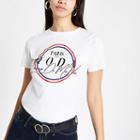 River Island Womens White 'paris Moda' Rhinestone T-shirt