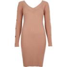 River Island Womens Rib Knit Long Sleeve Bodycon Dress