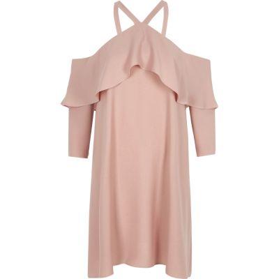 River Island Womens Cold Shoulder Frill Swing Dress