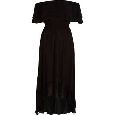 River Island Womens Frill Bardot Frill High Low Maxi Dress