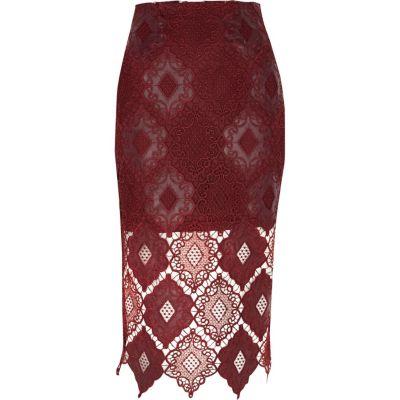 River Island Womens Lace Scallop Pencil Skirt